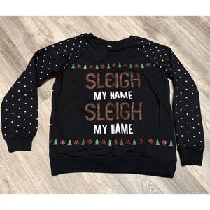Freeze Ugly Christmas Sweater Womens S Sleigh My Name Black Long Sleeve